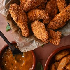 A picture of Breaded Curried Coconut Chicken Goujons.