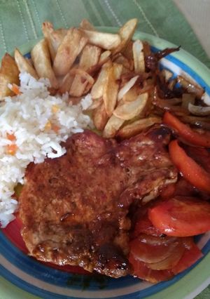 Una foto de Chuleta salteada a la bbq