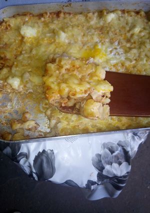 صورة لوصفة معكرونة بصوص وبيض بالفرن