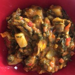 A picture of Gizzards and potato stew.