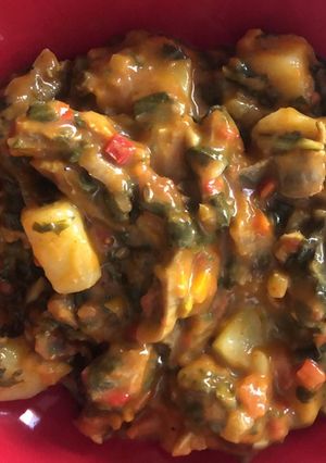 A picture of Gizzards and potato stew.