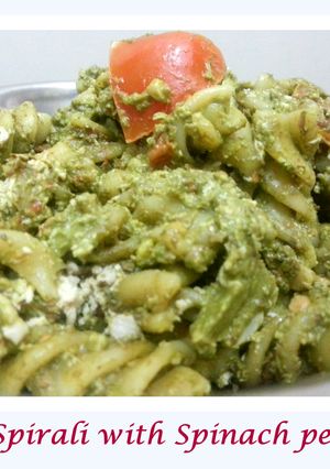 A picture of Spirali with Spinach pesto.