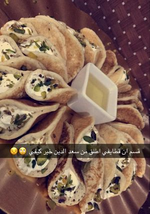 صورة لوصفة قطايف بالقشطة
