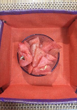 A picture of Watermelon ginger salad.