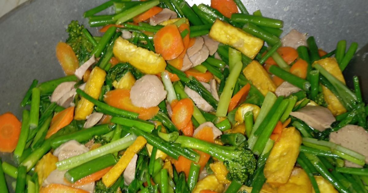 7. Capcay versi tahu dan kembang bawang