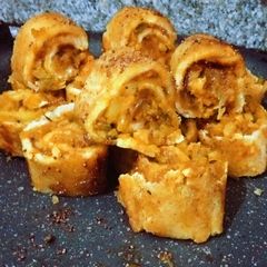 A picture of Suji pinwheels /suji rolls.