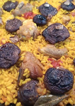 Una foto de Arroz con castañas y setas shiitake