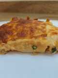 Canelones de pollo, panceta y calabacín