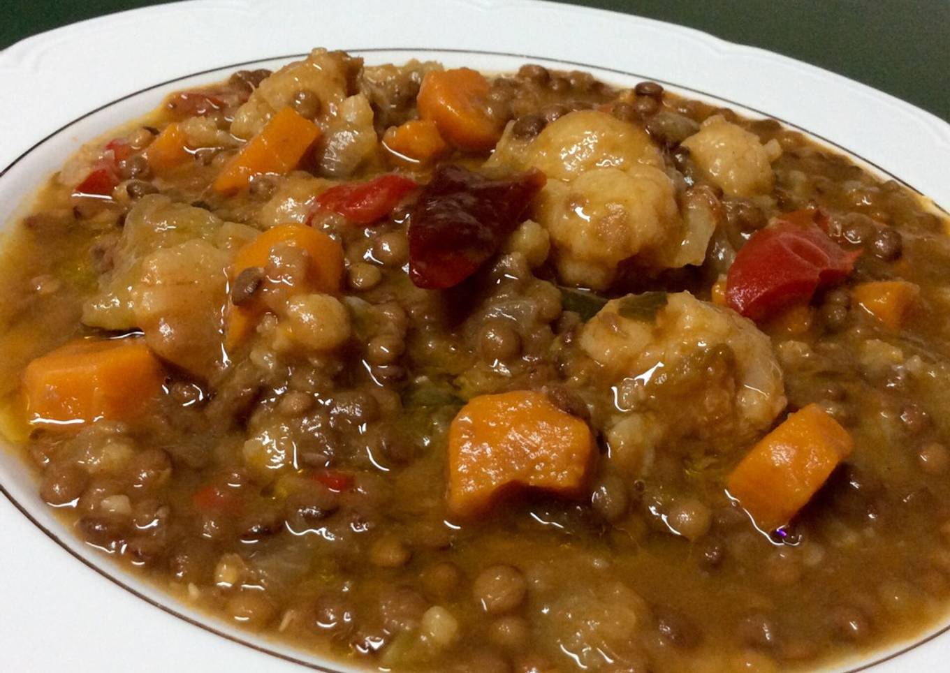 Lentejas estofadas con verduras