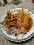 Orange shrimp skewers