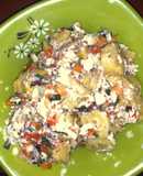Boiled plantain and egg sauce