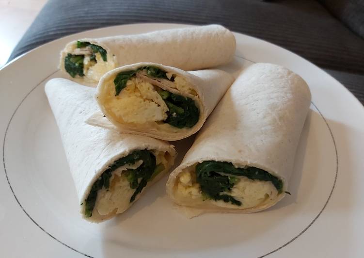 Steps to Prepare Super Quick Homemade Spinach, Egg &amp; Cheese Wrap 🌯