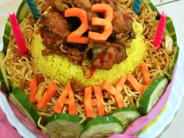 Standar Resep mudah membuat Birthday Cake Pake Nasi Kuning ricecooker dijamin lezat