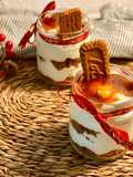 Cream and Lotus Cookie Dessert in a Glass