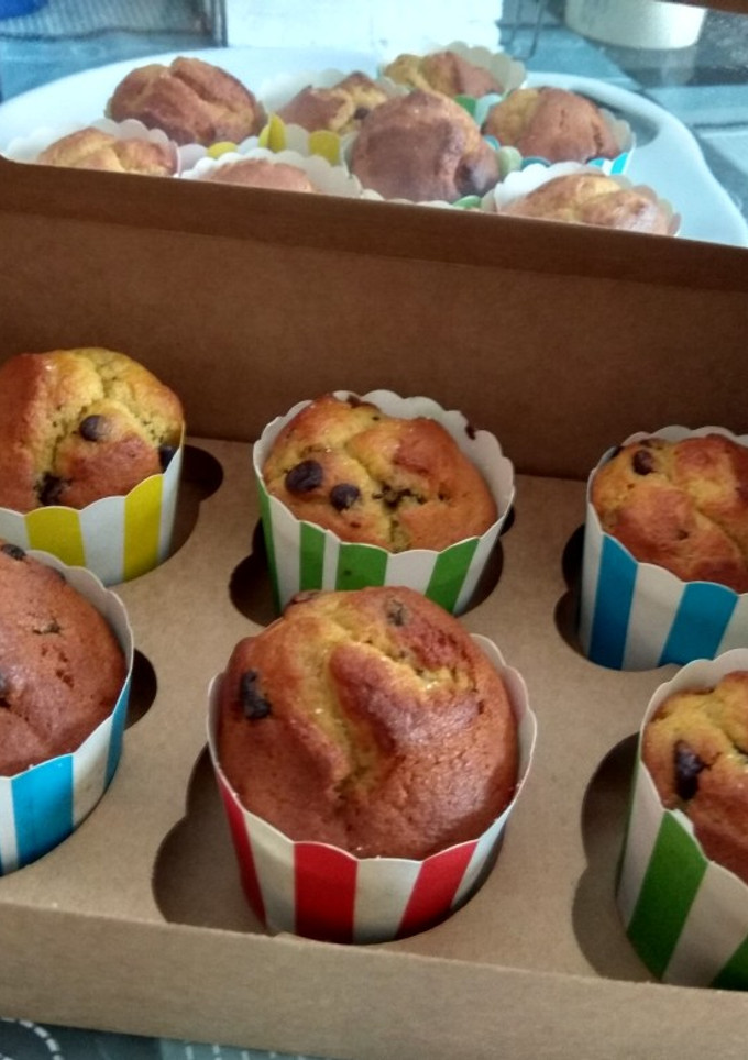 Una foto de Magdalenas de plátano con pepitas de chocolate
