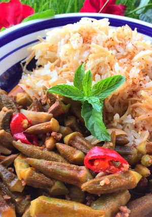صورة لوصفة بامية ورز