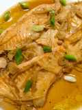 Salmon bellies braised in sweet soy and ginger