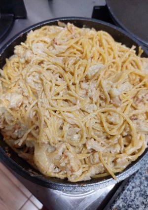 Una foto de Fideos con coliflor