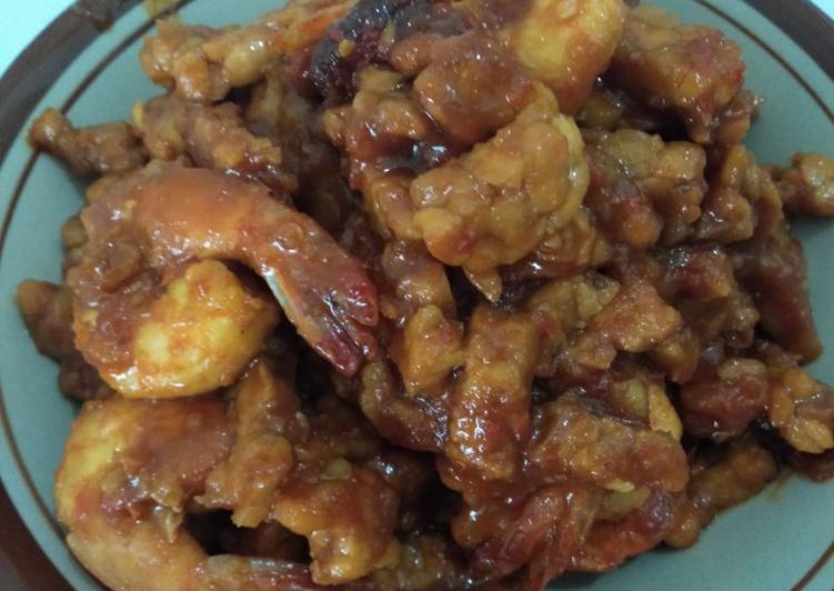 Tempe udang sambel kecap