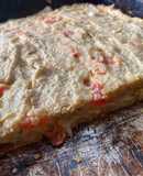 Fainá de avena, licuado, con relleno de queso y tomate 🍅