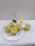 Fruits custard with pineapple jelly