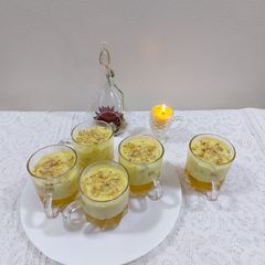 Fruits custard with pineapple jelly A picture of Fruits custard with pineapple jelly.