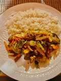 Lomo con verduras salteadas