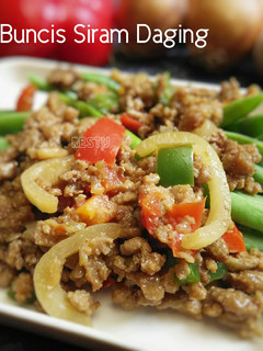 Foto resep Buncis siram tumis daging paprika
