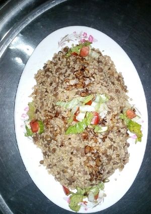 A picture of Mujadara with Bulgur.