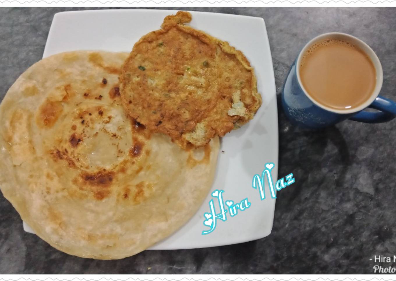 Egg With Lachaay Dar Paratha and Tea