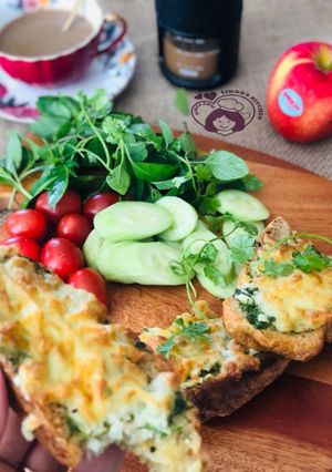 Hình của món Bánh mì nướng Air Fryer phomai, bơ, tỏi.