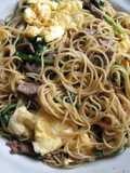 Stir-fried Somen (OR Capellini) with Beef, Spinach & Egg