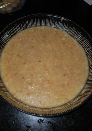 A picture of Wheat porridge made with jaggery (gur).