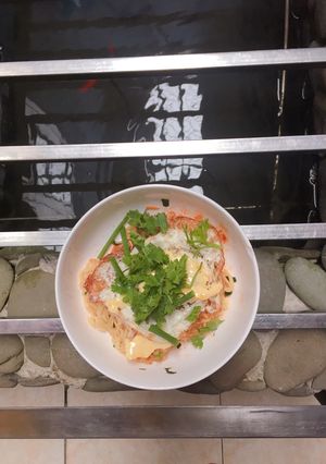 Hình của món Mì omachi trứng.
