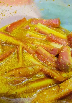 A picture of Gajar ka achar.