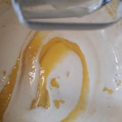 A picture of Mango mousse with cream made using aquafaba.