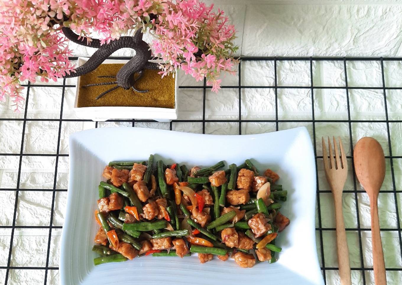 Tumis Kacang Panjang Tempe