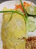 Pad Thai Glass Noodles with Chicken Wrapped in Egg