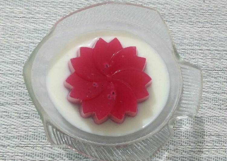 Puding Buah Naga with Fla Susu