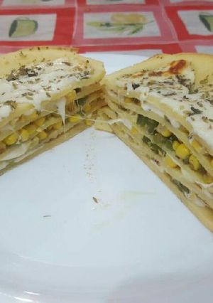 Una foto de Torre de paqueques con verdura y queso