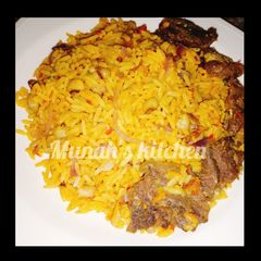 A picture of Rice and beans jollof.