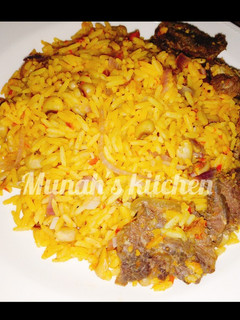 A picture of Rice and beans jollof.