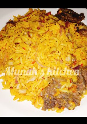 A picture of Rice and beans jollof.