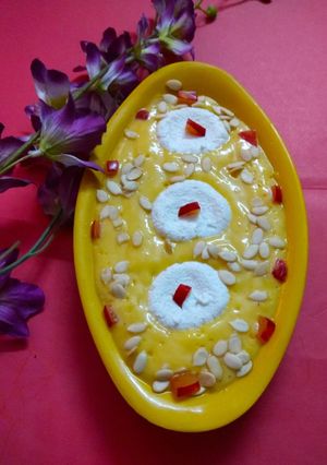 A picture of Mango Rasmalai.