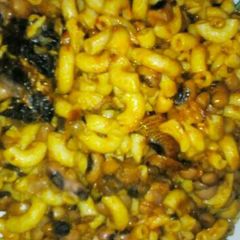 A picture of Beans, Macaroni with Smoked Fish.