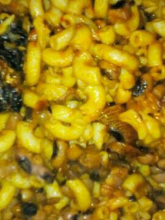 A picture of Beans, Macaroni with Smoked Fish.