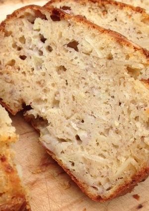 A picture of Banana Bread with Almonds.