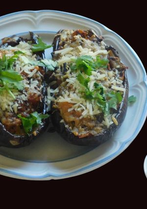 A picture of Stuffed Eggplant-Mediterranean Style.