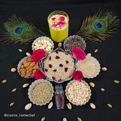 A picture of Instant Saffron Thandai with Thandai Masala.