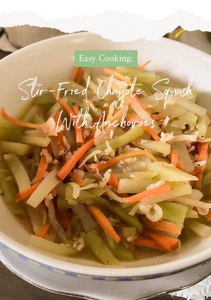 Foto resep Easy Cooking: Stir-Fried Chayote Squash With Anchovies (Tumis Labu Siam Ikan Teri)